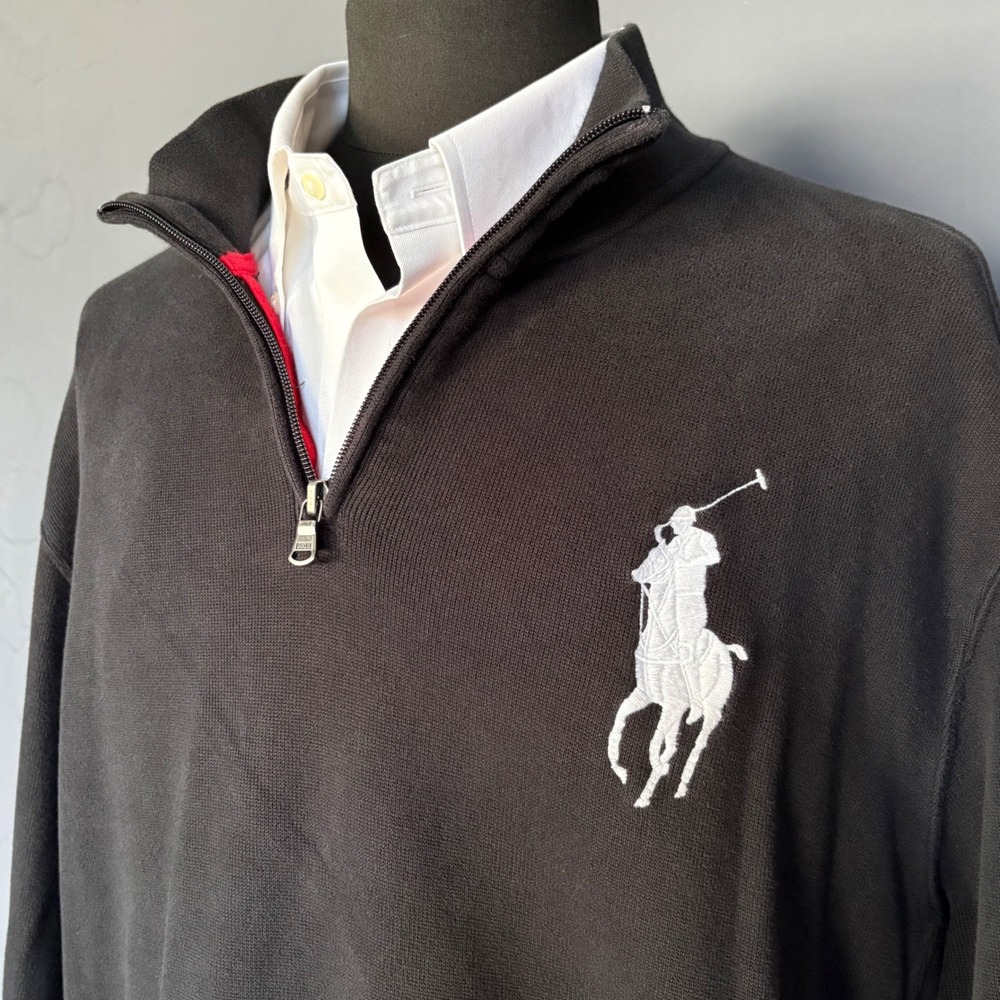 Polo Ralph Lauren Black Big Pony 1933-34 Ski Patch Quarter Zip | Size XXL
